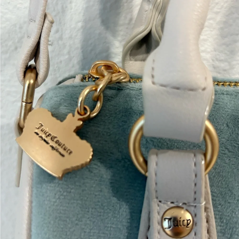 Juicy Couture Heritage Speedy Satchel Sage Velour Rhinestone Bag NWT‎